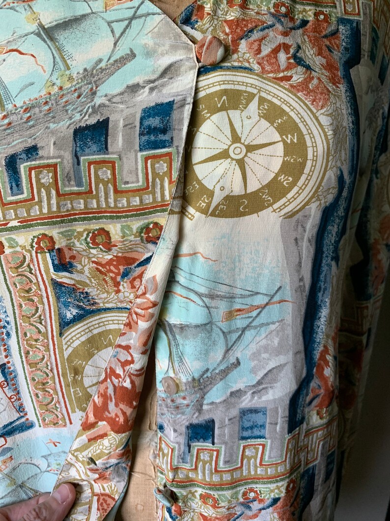 Vintage 90\u2019S Silk Nautical Print Blouse