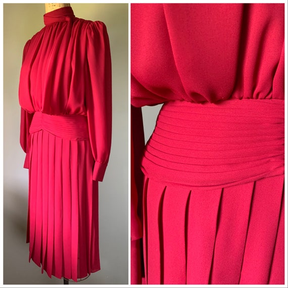 Vintage Richard Warren Raspberry Color Pleated 2 … - image 4