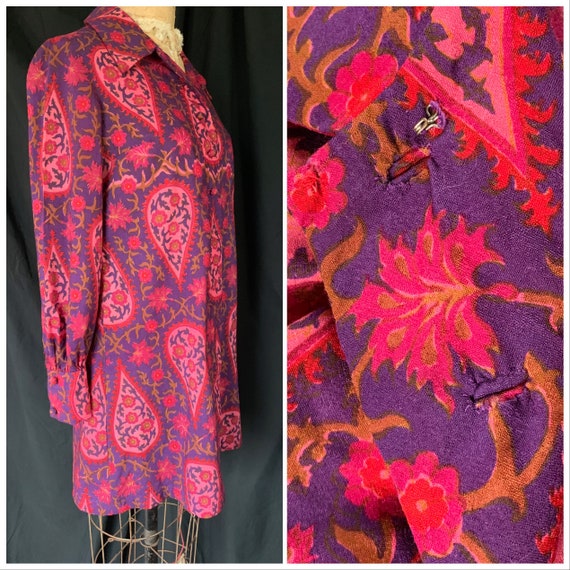 1960's Pink/Purple Paisley Shirtdress - image 2