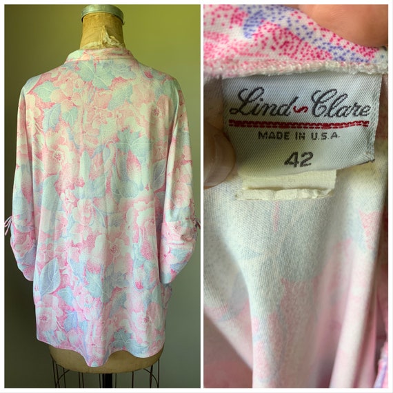 80’s Floral Print Top with Gathered Sleeve - image 3