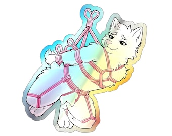 Holografische sticker Shibari husky
