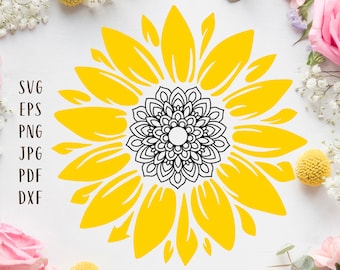 Sunflower Mandala Svg Etsy