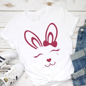 Mädchen Ostern Svg süße Ostern Svg Ostern Shirt Svg rosa Hase Gesicht Svg Hase Kaninchen Svg Bunny Svg Osterkarte Svg Osterhase Svg