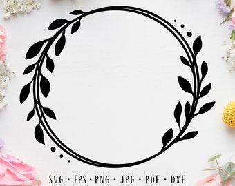 Leaves frame svg Laurel wreath svg Wedding frame svg Botanical frame svg Laurel frame svg Floral wreath svg Leaf monogram svg Leaves frame