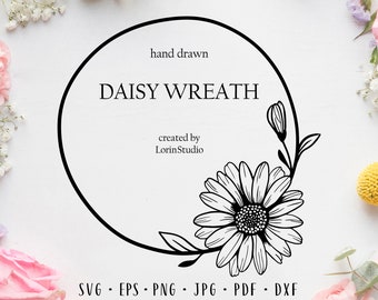 Download Daisy Wreath Svg Etsy