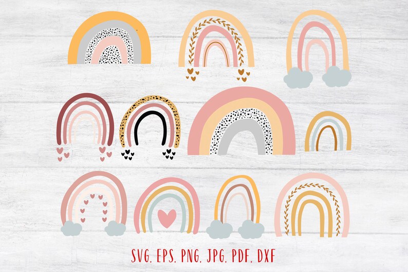 Rainbow Svg Rainbow Bundle Svg Boho Rainbow Clipart Pastel | Etsy