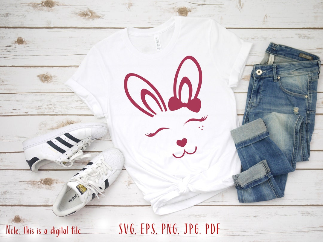 Girl Easter Svg Cute Easter Svg Easter Shirt Svg Pink Bunny Face Svg ...