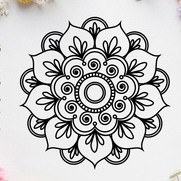 Floral mandala svg Flower mandala svg Sunflower mandala svg Mandala decal svg Mandala shirt svg Floral mandala png Mandala cut file Floral