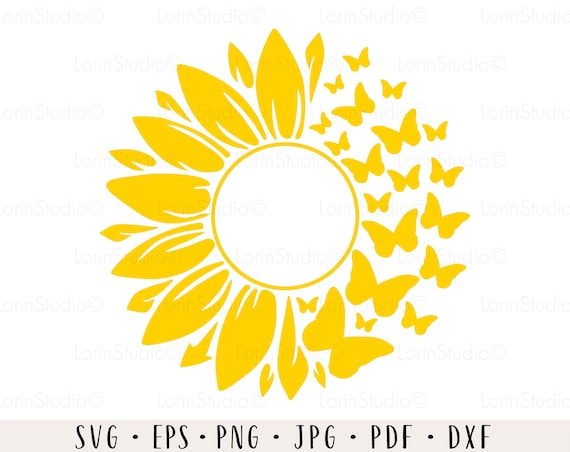 Sunflower butterfly svg Sunflower monogram Sunflower svg Butterfly flower svg Butterfly svg Sunflower clipart Sunflower cricut Sunflower png