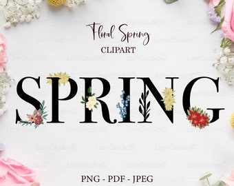 Floral spring clipart Floral spring png Botanical clipart Spring shirt png spring printable Spring clip art Spring sublimation Spring design