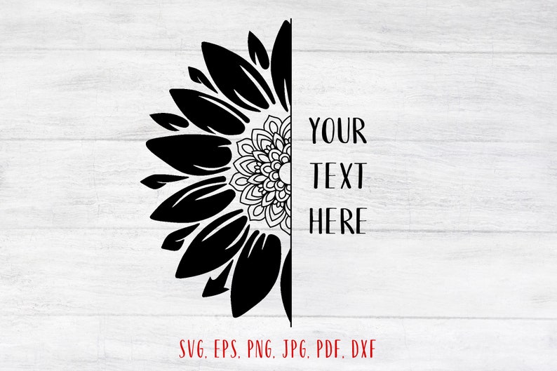Half sunflower monogram svg Sunflower mandala svg ...