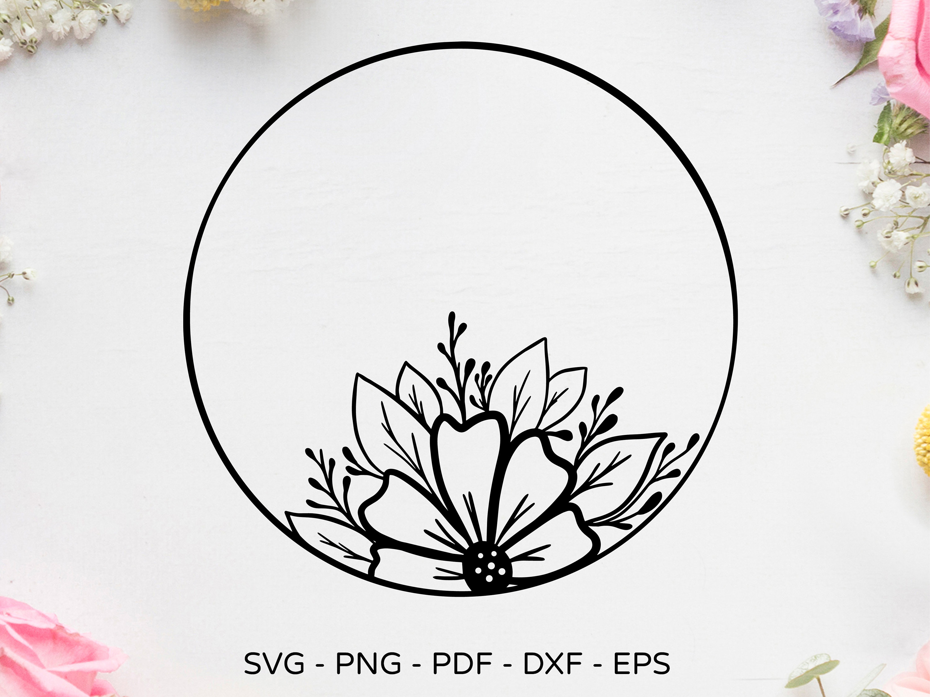 Floral Circle Svg Laurel Wreath Svg Flower Frame Svg Laurel Frame Svg ...