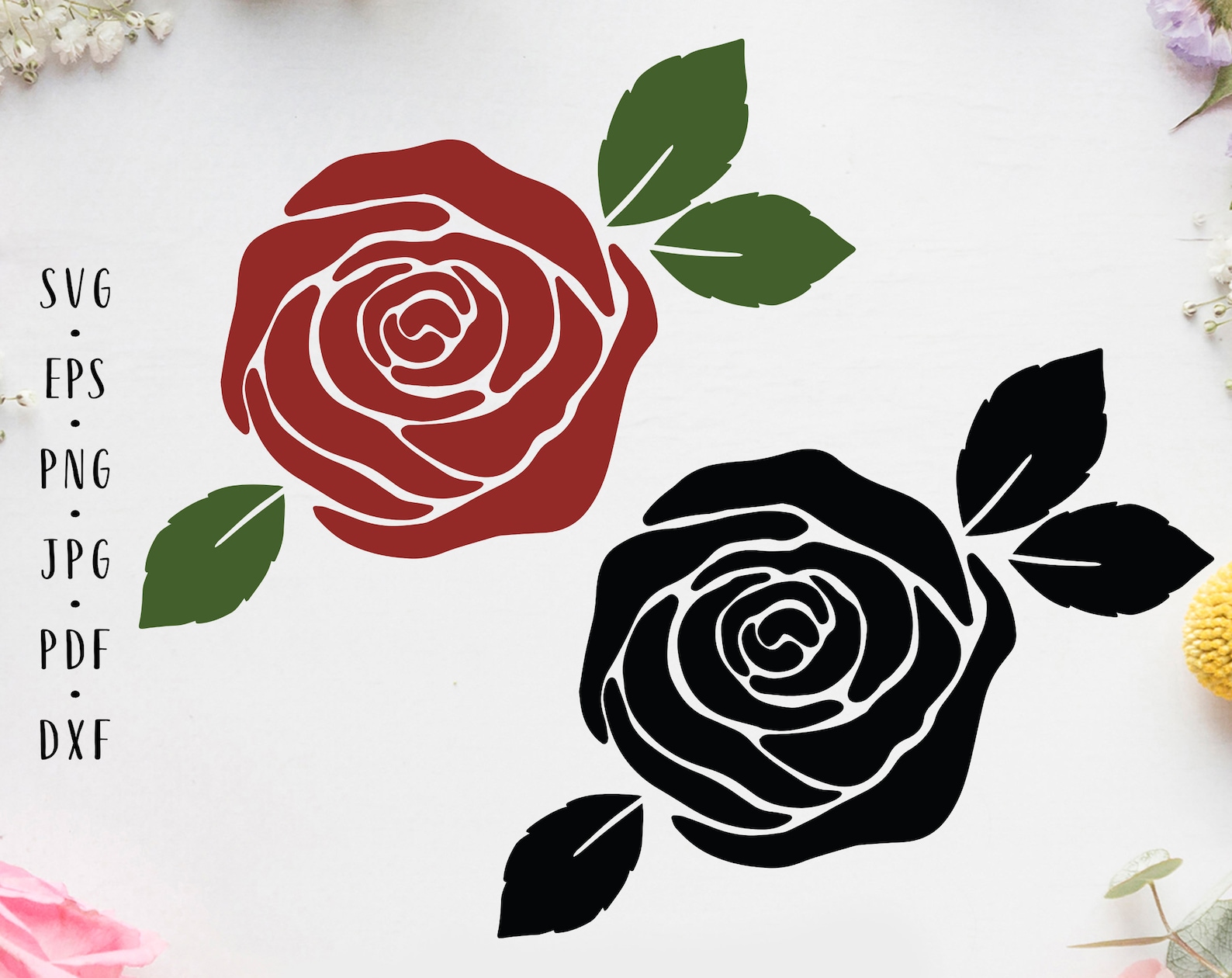 Rose Svg Bundle Rose Cut File Rose Svg Red Rose Svg Flower Svg Rose Png ...