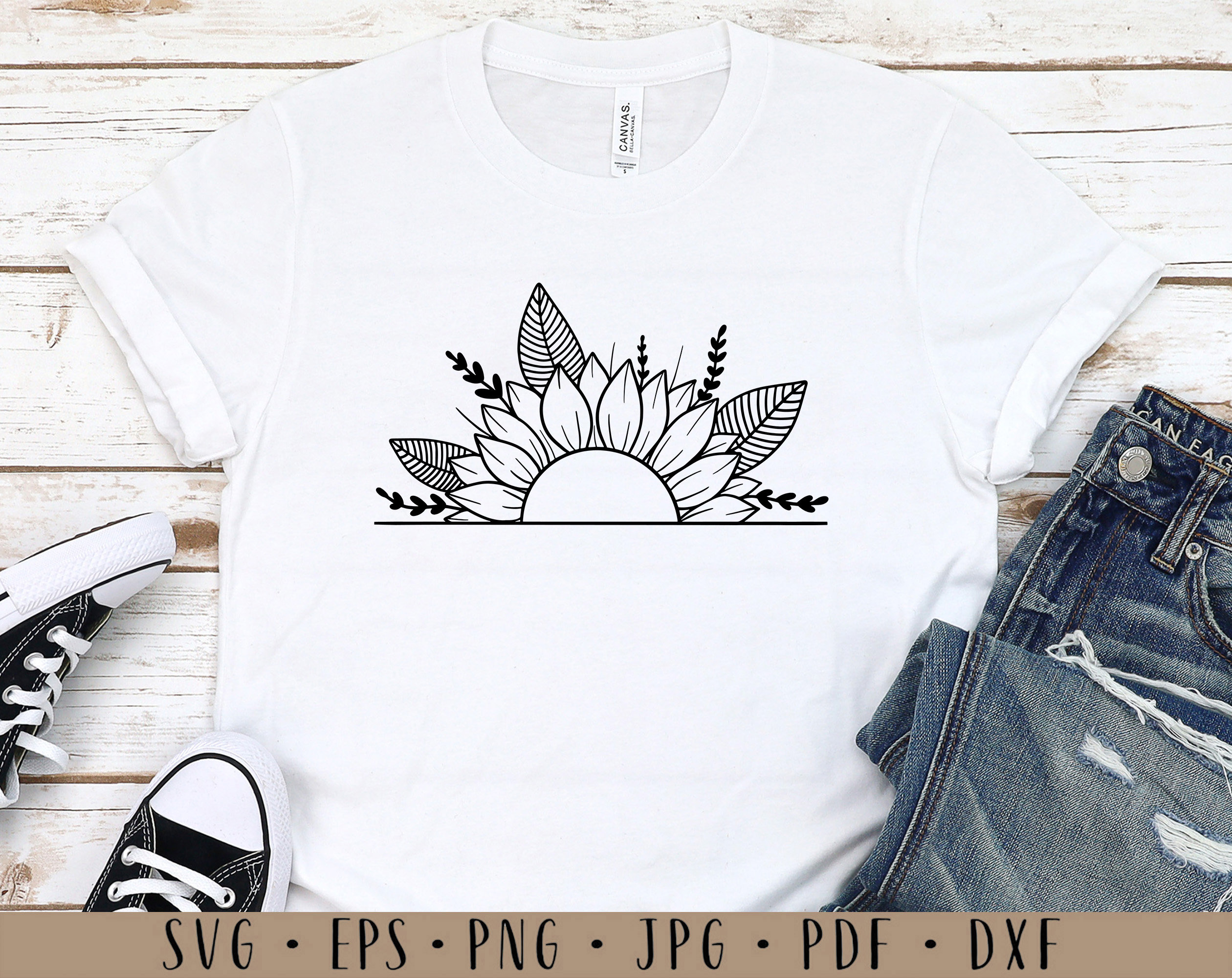 Sunflower Frame Svg Half Sunflower Svg Sunflower Svg Half
