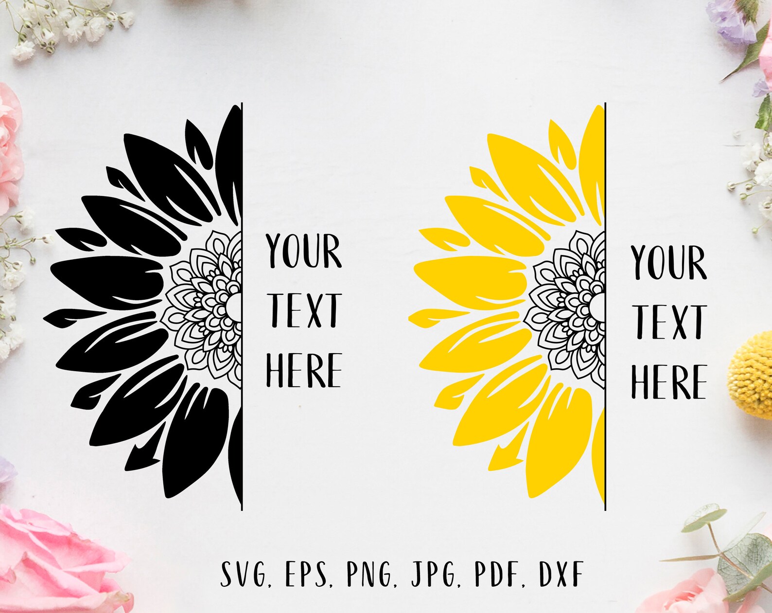 Free Free 216 Half Sunflower Mandala Svg SVG PNG EPS DXF File