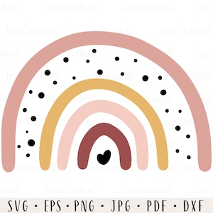 Arco iris svg Boho arco iris clipart Vivero arco iris Pastel color arco iris escandinavo escandinavo clipart Rainbow vector Baby shower