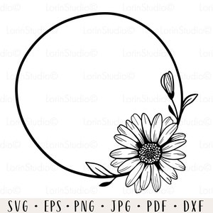 Daisy wreath svg Daisy svg Daisy frame svg Flower svg Wedding wreath svg Floral frame svg Sunflower svg Daisy png Floral svg Daisy clipart image 2