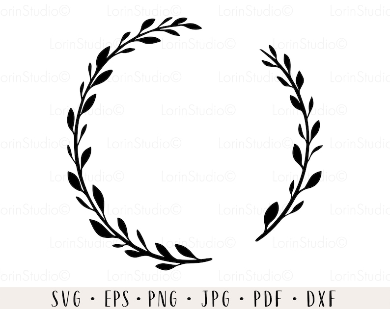 Puede incluir: Una silueta en blanco y negro de una corona hecha de hojas. La corona es circular y tiene un dise&ntilde;o simple y elegante.