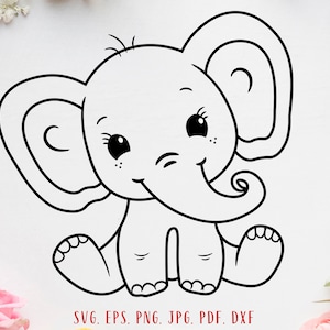 Baby elephant svg Cute elephant svg Elephant clipart Elephant cut file Elephant png Cute baby animal svg Elephant shirt svg Elephant girl