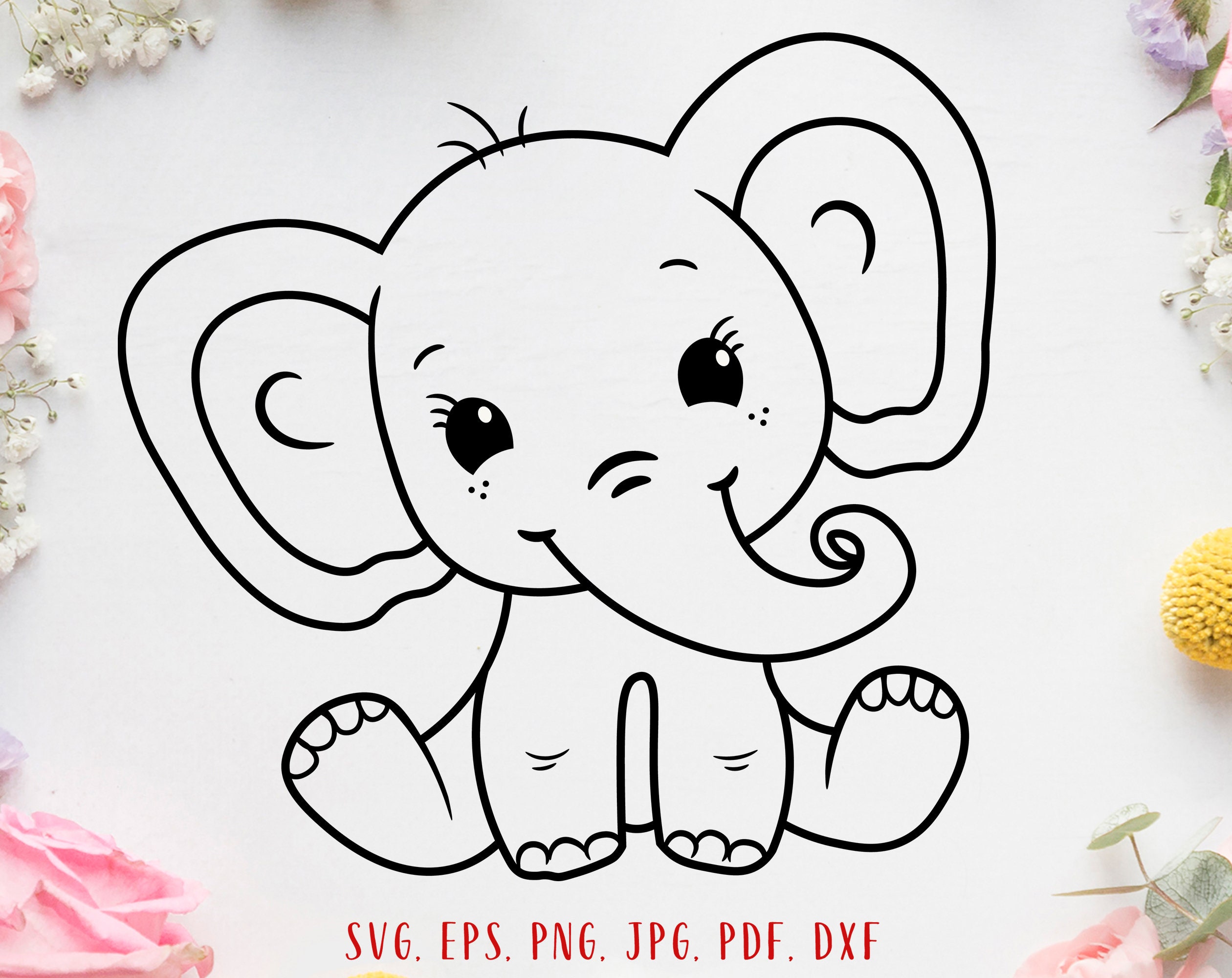 Baby Elephant Svg Cute Elephant Svg Elephant Clipart Elephant | Etsy
