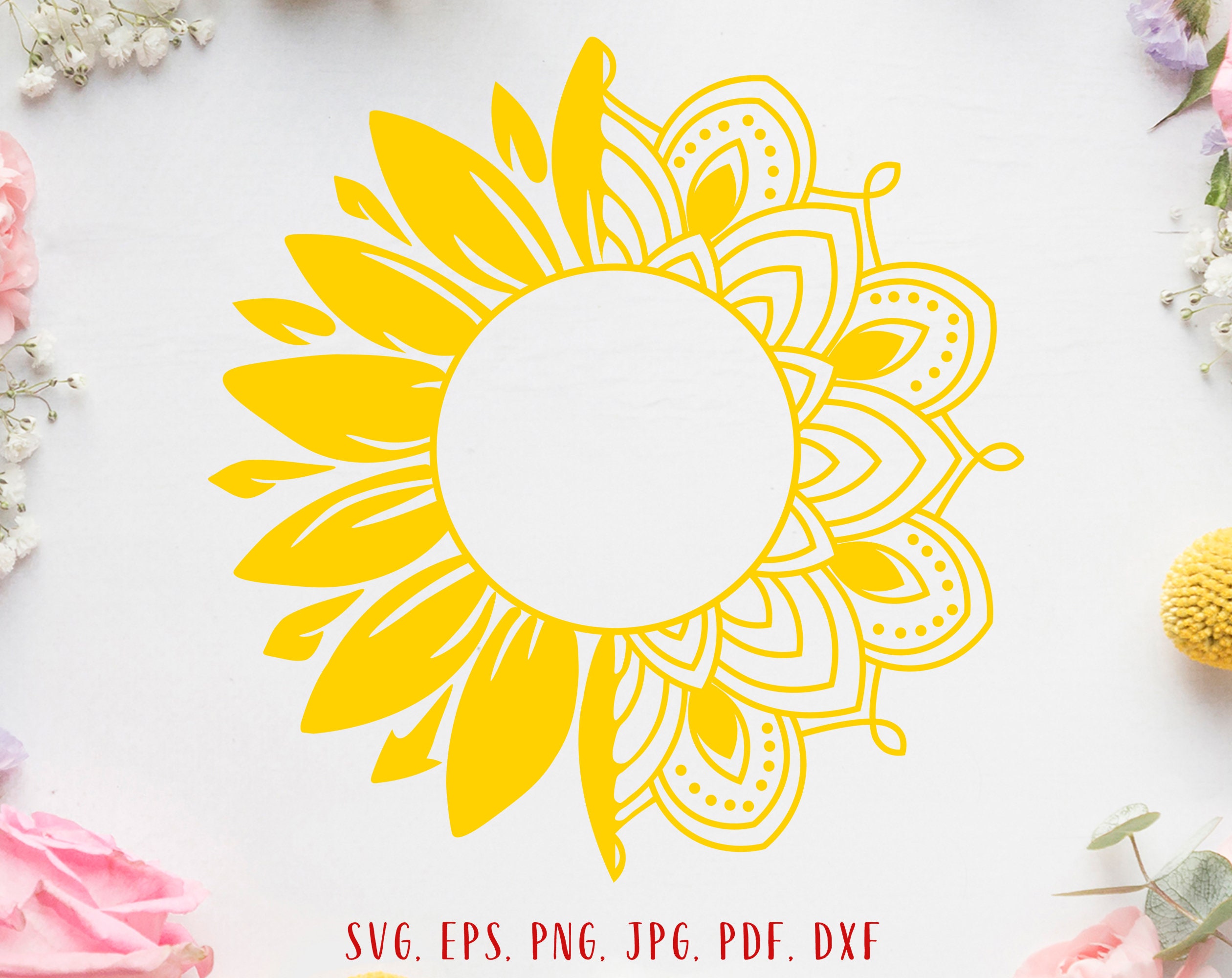 Free Free 289 Decal Half Sunflower Svg SVG PNG EPS DXF File