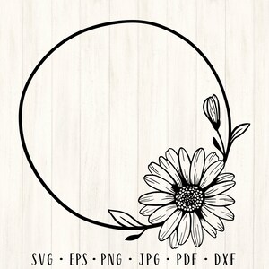 Daisy wreath svg Daisy svg Daisy frame svg Flower svg Wedding wreath svg Floral frame svg Sunflower svg Daisy png Floral svg Daisy clipart image 6