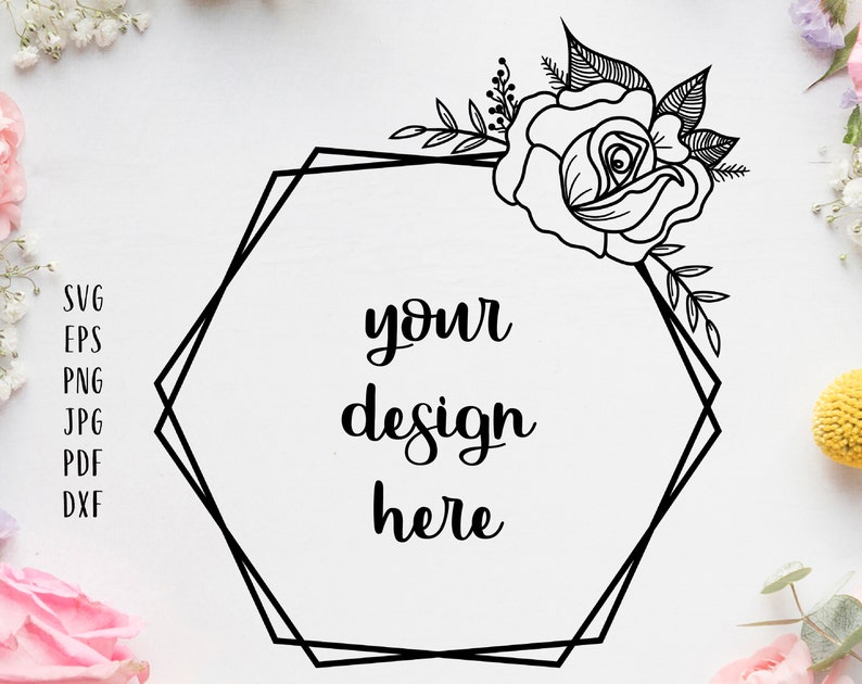 Download Floral hexagon svg Wedding sign svg Hexagon monogram svg ...