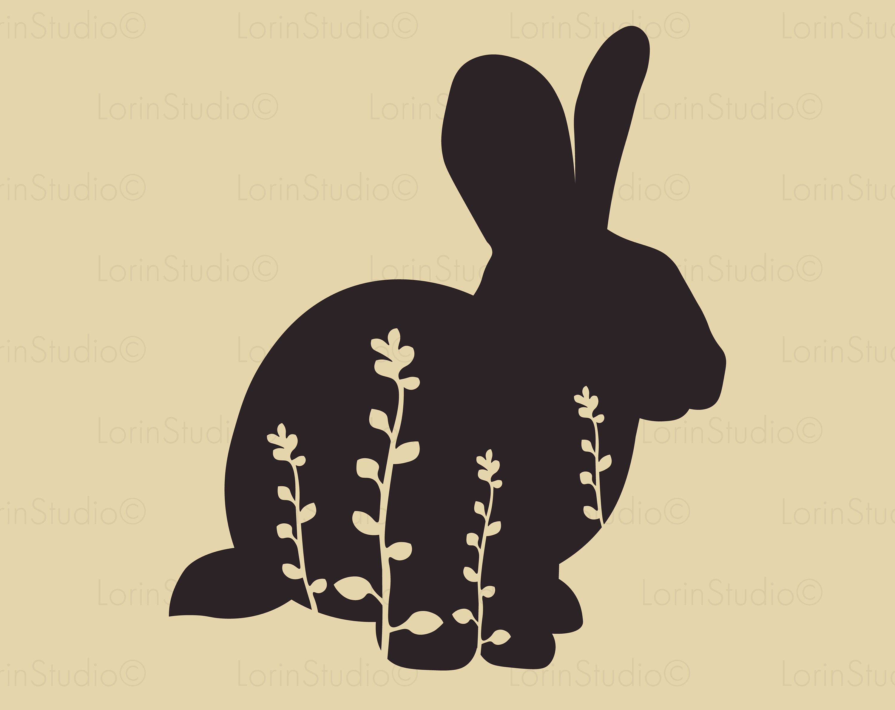 Floral Bunny Svg Easter Svg Spring Rabbit Decor Bunny Rabbit Svg Bunny ...