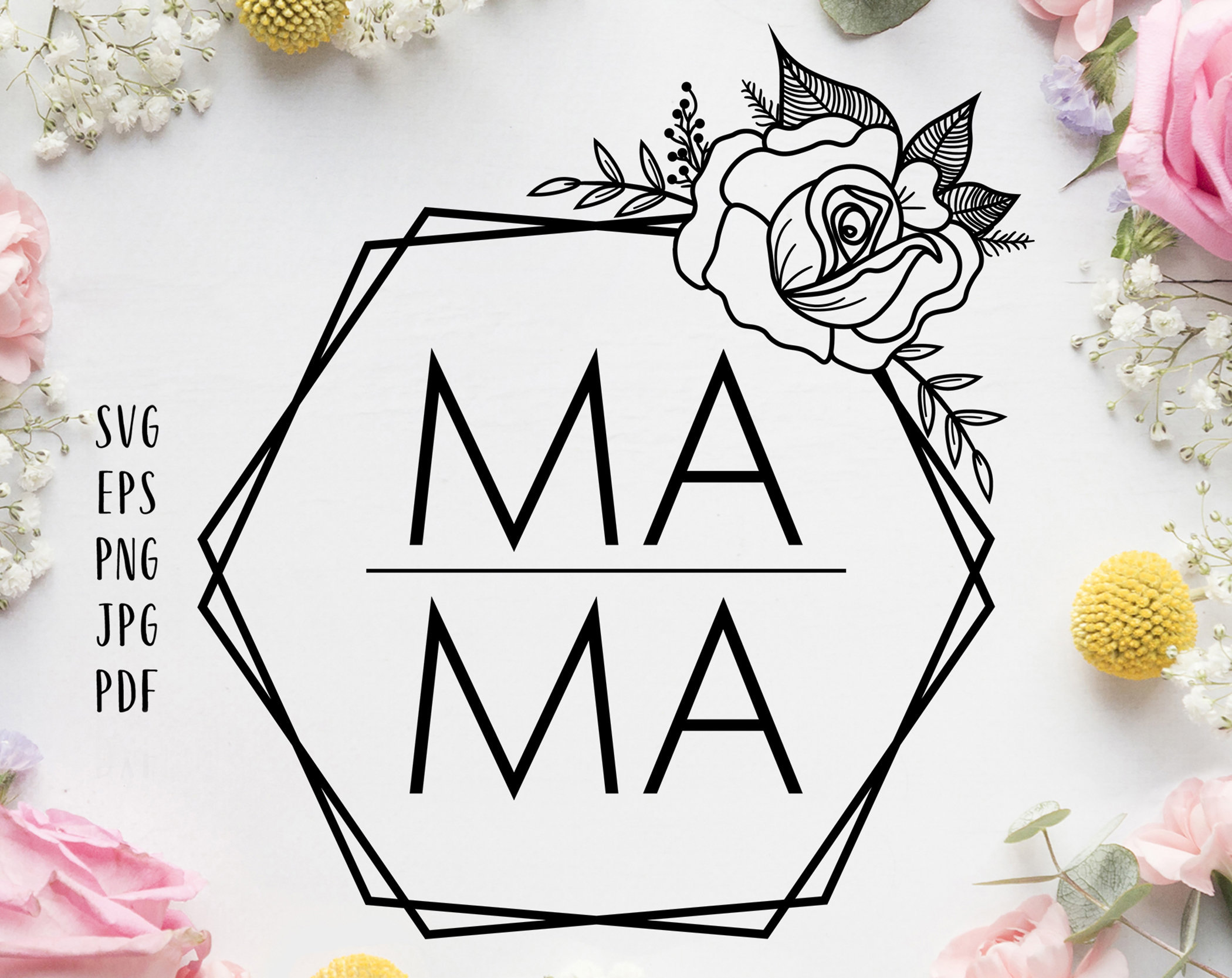 Download Mama Floral Hexagon Svg Mothers Day Modern Svg Mama Clipart Etsy