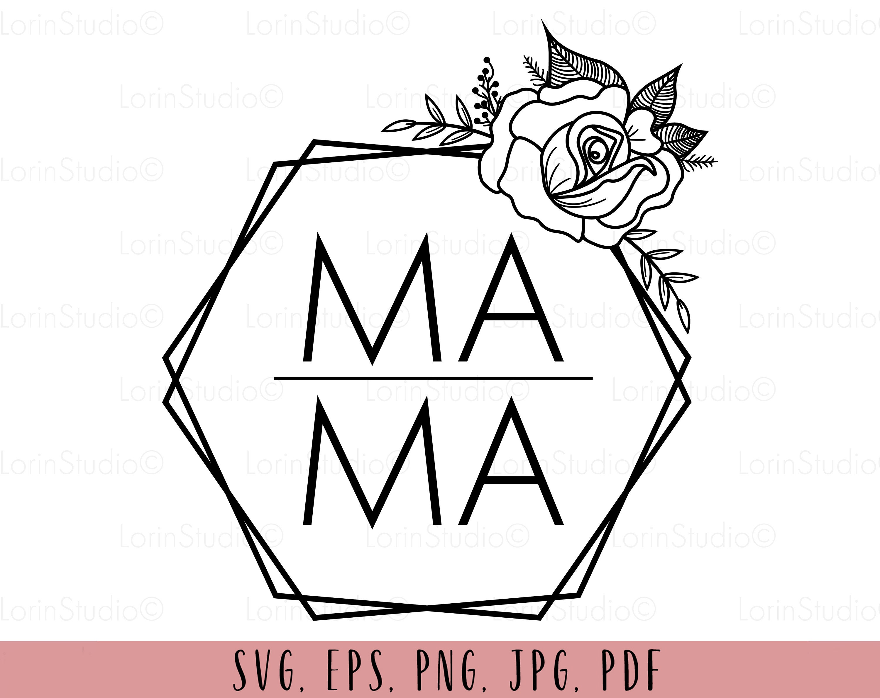 Digital Drawing & Illustration Mama frame Mama clipart hexagon frame