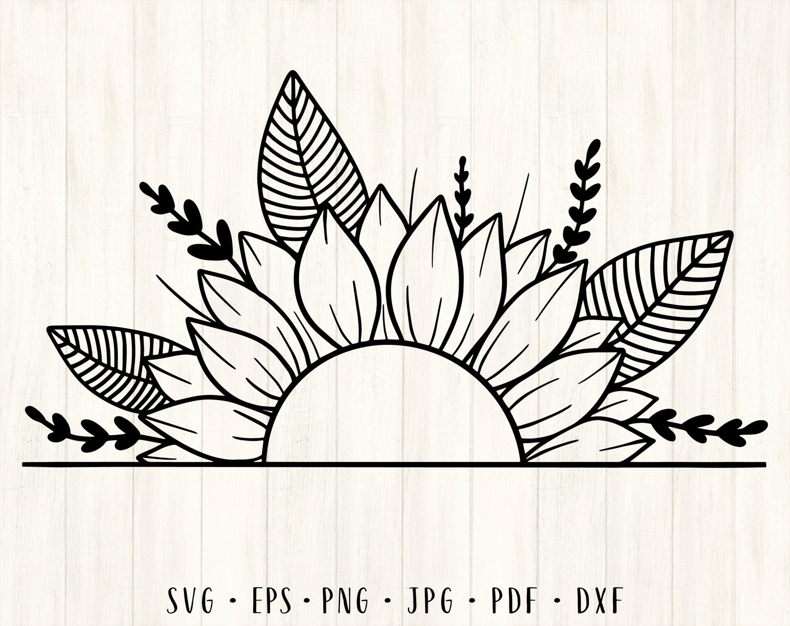 Sunflower frame svg Half sunflower svg Sunflower svg Half | Etsy