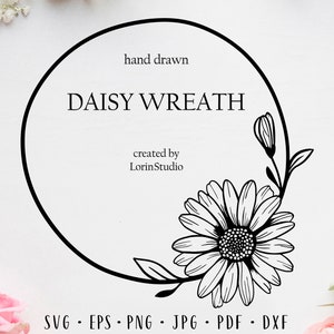 Daisy wreath svg Daisy svg Daisy frame svg Flower svg Wedding wreath svg Floral frame svg Sunflower svg Daisy png Floral svg Daisy clipart image 1
