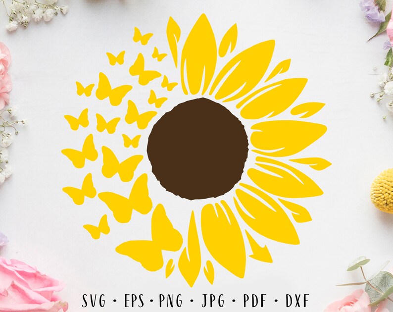Download Sunflower butterfly svg Sunflower svg Butterfly svg ...