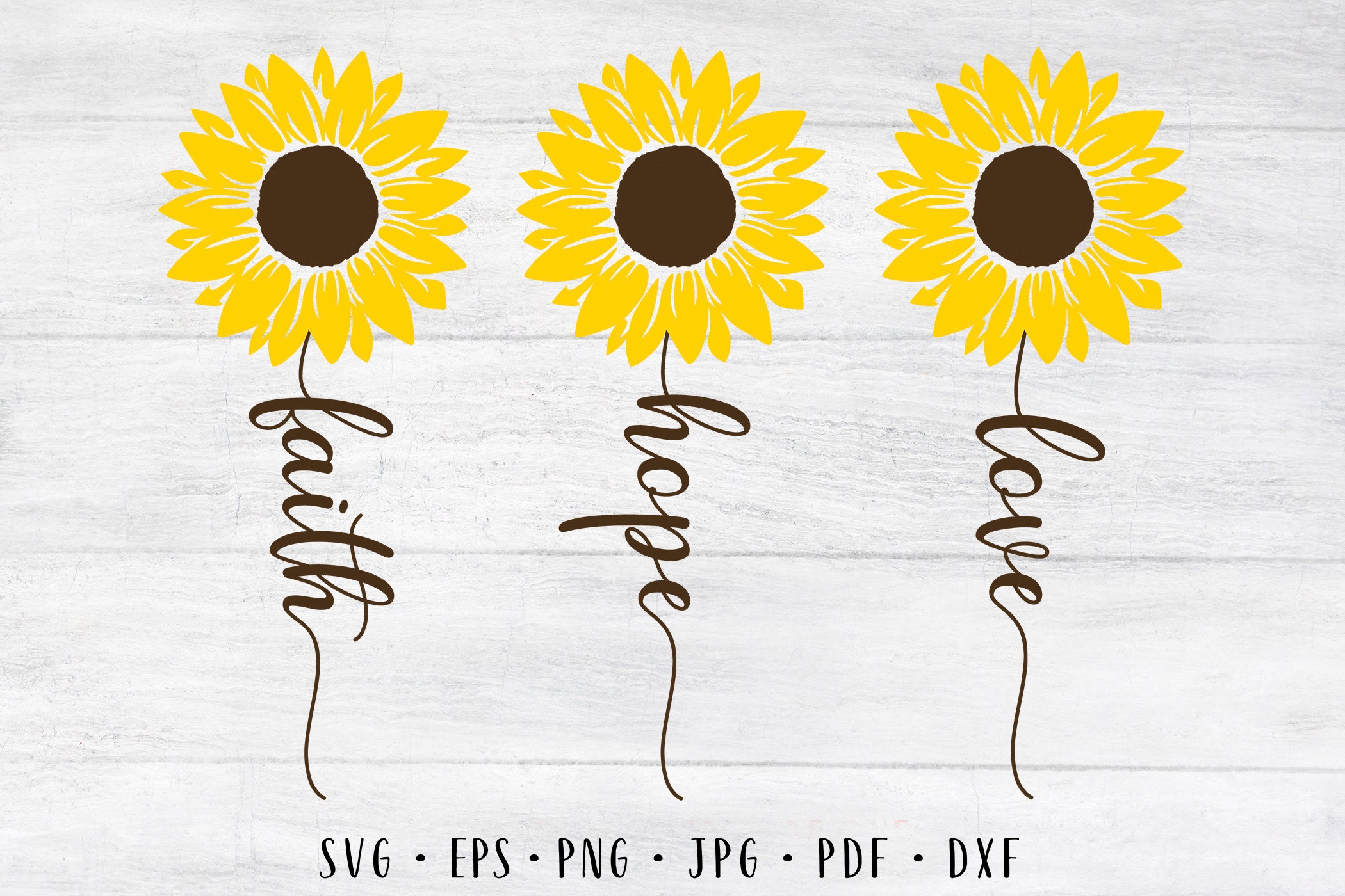 Faith hope love svg Sunflower bundle svg Sunflower svg Flower Etsy
