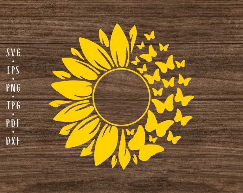 Sunflower butterfly svg Sunflower monogram Sunflower svg ...