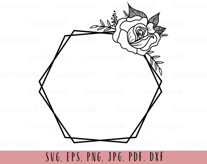 Floral hexagon svg Wedding sign svg Hexagon monogram svg | Etsy