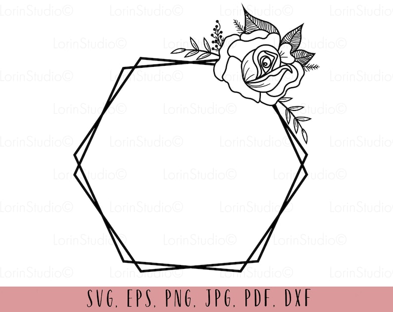 Download Floral hexagon svg Wedding sign svg Hexagon monogram svg ...