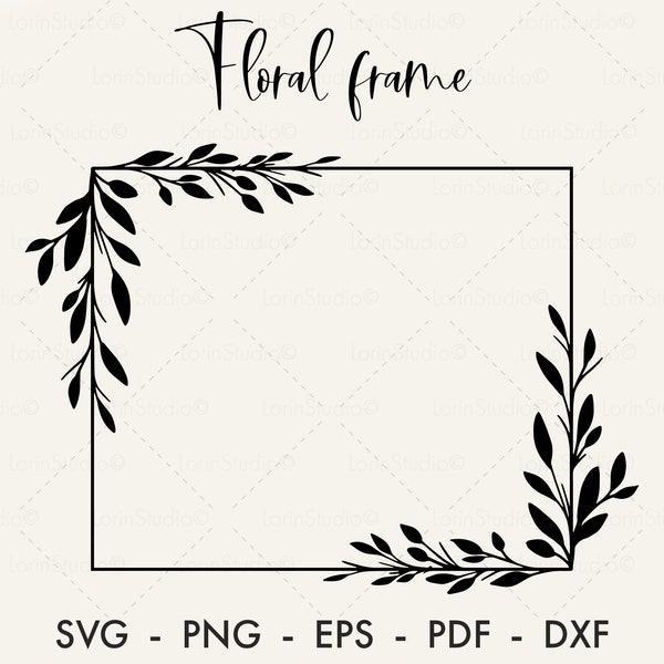 Floral frame svg Rectangle frame svg Wedding frame svg Leaves frame svg Floral border svg Wedding border svg Botanical frame svg Floral svg