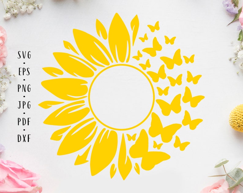 Download Sunflower butterfly svg Sunflower monogram Sunflower svg ...