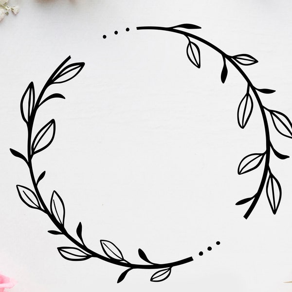 Laurel wreath svg Leaves frame svg Laurel frame svg Branch wreath svg Wedding monogram Floral wreath svg Leaf monogram svg Leaves wreath svg