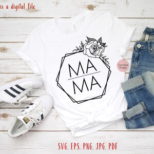 Mama floral hexagon svg Mothers day modern svg Mama clipart Mama hexagon svg Mothers day shirt svg Mama floral frame Mom svg Mama vector image 2