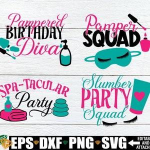 Svg assorti pour soirée pyjama. Svg fête du spa. Svg d'anniversaire de spa. Svg de l'équipe de soins. Svg d'équipe de soirée pyjama. Anniversaire assorti. Soirée spa pour enfants.