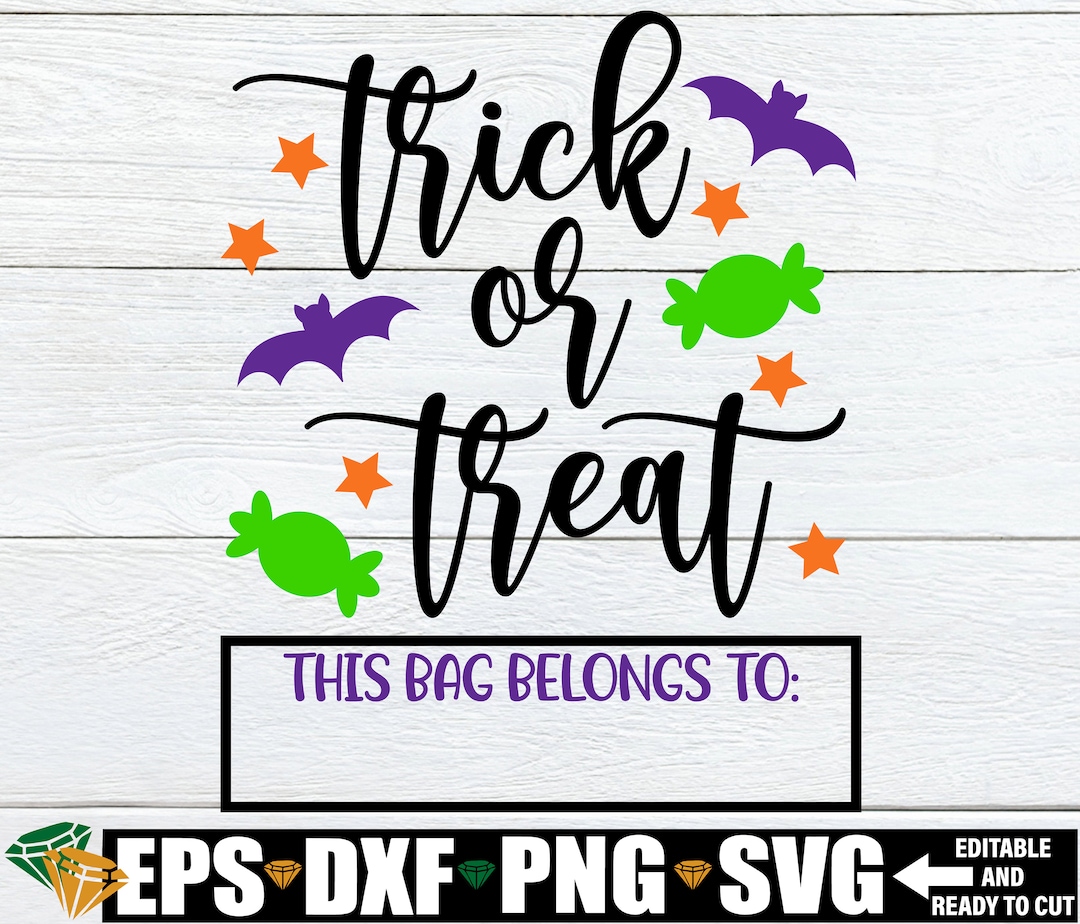 Trick or Treat Svg, Halloween Candy Bag Svg, Halloween Candy Tote Svg
