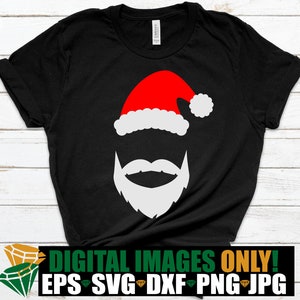 Kerstman gezicht SVG. Kerstman-svg. Kerstmuts SVG. Kerst-svg. Kerstman silhouet SVG. Kerstman overzicht. Leuk kerstsnijbestand. Kerst-svg voor papa