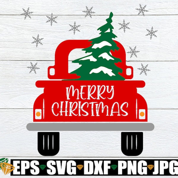 Merry Christmas svg. Christmas tree in pickup truck. Cute Christmas svg. Christmas svg. Christmas truck. Christmas decor svg. Iron on file.