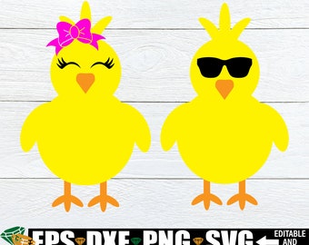 Svg de poussins de Pâques. Svg Pâques, fille poussin svg, svg cool poussin, garçon poussin svg, svg fille poussin, frère et soeur poussins svg, clipart Pâques