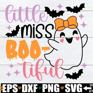 Kleines Fräulein Bootiful SVG, Mädchen-Halloween-Svg, Mädchen-Geist-Svg, Kinder Halloween-Shirt svg, Halloween-Shirt svg, Mädchen Halloween Eisen auf PNG