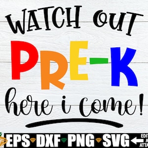 Kijk uit Pre-K Here I Come, First Day Of Pre-K Shirt svg, Pre-K Shirt svg png, Preschool svg, Preschool shirt svg gesneden bestand, Hello Pre-K svg