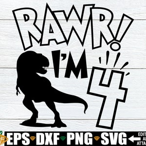 Rawr ho 4 anni, Rawr ho quattro anni, 4° compleanno di dinosauro, compleanno di dinosauro, 4° compleanno in formato SVG, compleanno di dinosauro in formato SVG, camicia di compleanno per bambini in formato SVG
