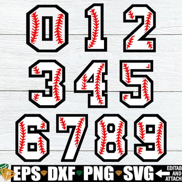 Baseball Numbers. Baseball Themed Numbers. Numbers that look like baseballs. Baseball cut files. Baseball svg. Baseball png,Digital Download